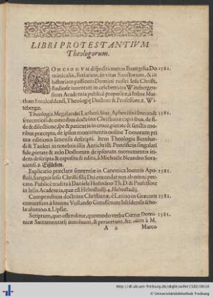 Libri Protestantivm Theologorum.