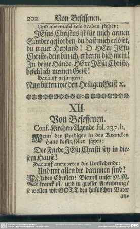 XII. Von Besessenen. Conf. Kirchen-Agende fol. 237.b