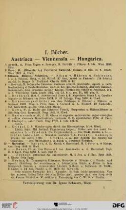 I. Bücher (Nr. 1-520)