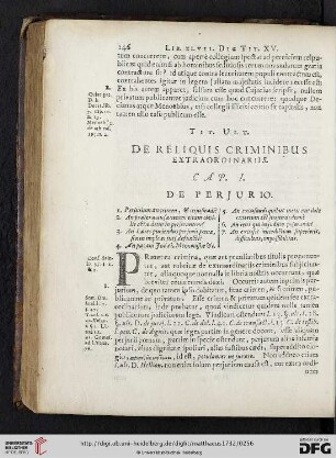 Tit. Ult.: De Reliquis Criminibus Extraordinariis