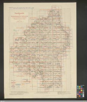 Netzübersicht der Württembergischen Kartenwerke : mit angrenzenden Blättern der Nachbarstaaten : Flurkarten 1:2500, Topographische Karten 1:25 000, 1:50 000 u. 1:100 000