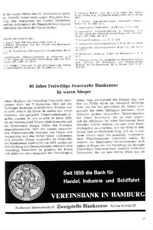 90 Jahre Freiwillige Feuerwehr Blankenese : Es waren Sänger