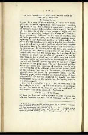 On the differential equations which occur in dynamical problems.