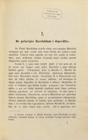 De bacchidibus Plautina quaestiones