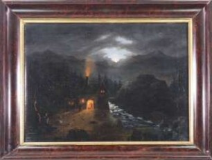 N. N.: [Hammerschmiede in nächtlicher Berglandschaft]