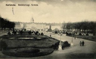 Postkartenalbum mit Motiven von Karlsruhe. "Karlsruhe. Großherzogliches Schloss". Schloss mit Schlossplatz