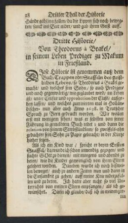 Dritte Historie/ Von Theodorus a Brakel ...