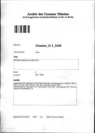 Ost-West-Tagungen und Seminare