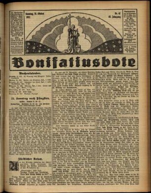 Erste Ausgabe vom Sonntag, den 18. Oktober 1931.