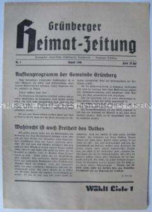 Lokale Wahlzeitung der SED zu den Gemeindewahlen 1946