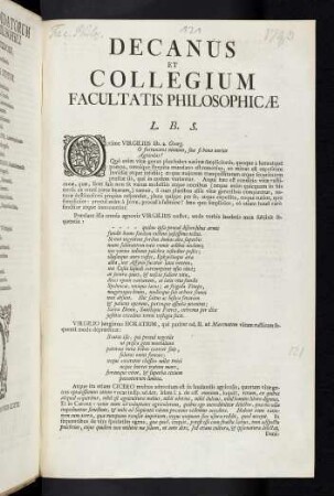 Decanus et Collegium ...