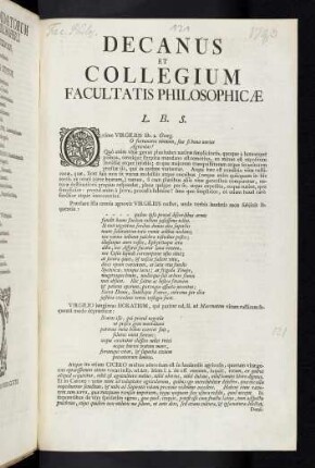 Decanus et Collegium ...