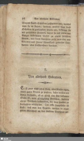 E. Von allerhand Gebratenen
