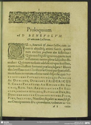 Proloquium Ad Benevolum & amicum Lectorem