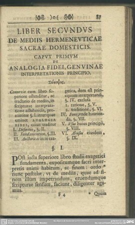 Liber Secundus De Mediis Hermeneuticae Sacrae Domesticis