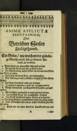 Animae Afflictae Sanctuarium, Oder Betrübter Seelen Heiligthumb.