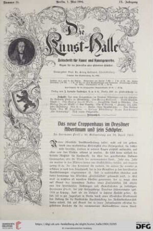 9: Das neue Treppenhaus im Dresdner Albertinum und sein Schöpfer : zu Hermann Prell's 50. Geburtstag am 29. April 1904
