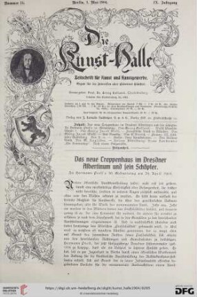 9: Das neue Treppenhaus im Dresdner Albertinum und sein Schöpfer : zu Hermann Prell's 50. Geburtstag am 29. April 1904