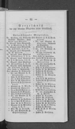 Verzeichniß der jetzt lebenden Mitglieder dieser Gesellschaft.