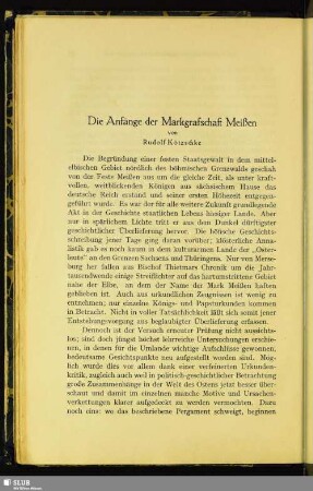 Die Anfänge der Markgrafschaft Meißen