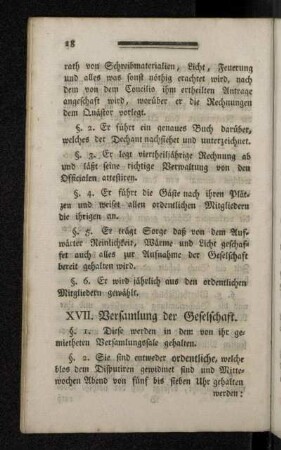 XVII. Versamlung der Geselschaft.
