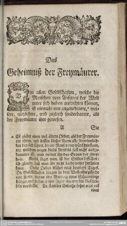 Das Geheimniß der Freymäurer