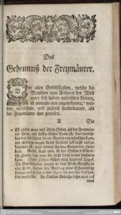 Das Geheimniß der Freymäurer