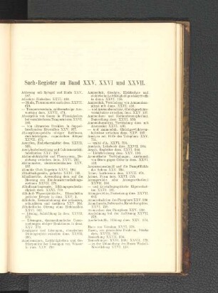Sach-Register zu Band XXV, XXVI und XXVII