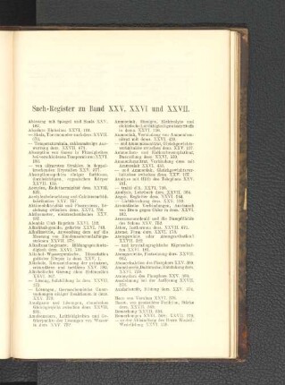Sach-Register zu Band XXV, XXVI und XXVII