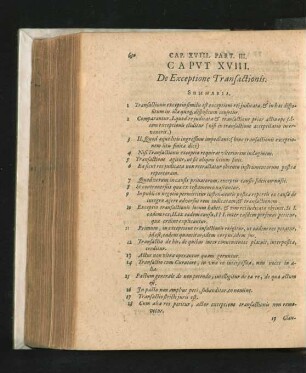 Caput XVIII. De Exceptione Transactionis.