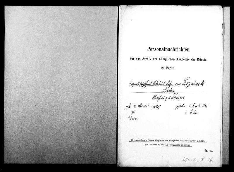 Reznicek, Emil Nikolaus Freiherr von - Komponist 1919 - Februar - 5 | Digitalisierung: Archiv der Akademie der Künste