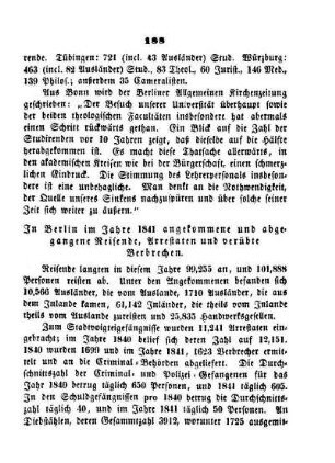 In Berlin im Jahre 1841 angekommene und abgegangene Reisende, Arrestaten und verübte Verbrechen