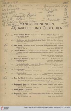 Handzeichnungen, Aquarelle und Ölstudien [Nr. 305-573]