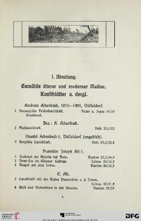 Gemälde älterer und moderner Meister (Nr.1-240)