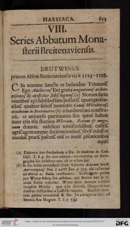 VIII. Series Abbatum Monasterii Breitenaviensis