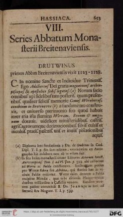 VIII. Series Abbatum Monasterii Breitenaviensis