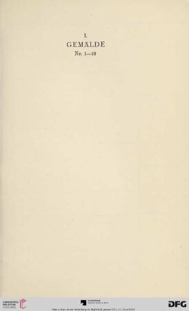 I. Gemälde (Nr. 1-18)