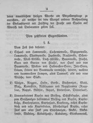 Von zollfreien Gegenständen.