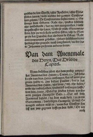 Van dem Auentmale des Heren / Dat Drüdde Capitel.