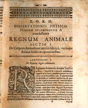 Emanuelis König ... Regnvm Animale, Sectionibus III. : Physicè, Medicè, Anatomicè, Harmonicè, Mechanicè, Theoreticè, Practicè Evisceratum, Enumeratum & Emedullatum ; Hominis scilicet & Brutorum Machinam hydraulico-pneumaticam comparatè, item V. Classes universales, ac Usum Cibarium & Medicinalem Curiosis quibusvis proponens