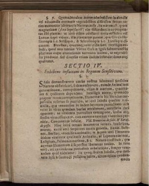 Sectio IV. Exhibens influxum in Regnum Sensitivum