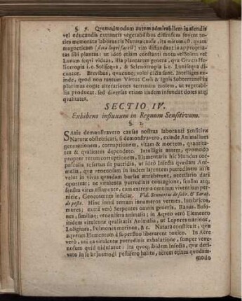 Sectio IV. Exhibens influxum in Regnum Sensitivum