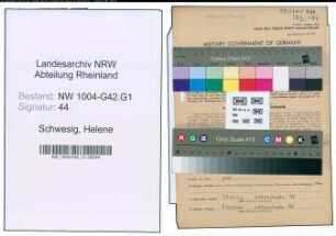 Entnazifizierung Helene Schwesig , geb. 01.04.1910 (Verw.Angestellte)