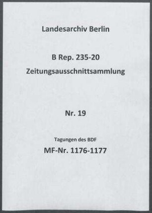 Tagungen des BDF
