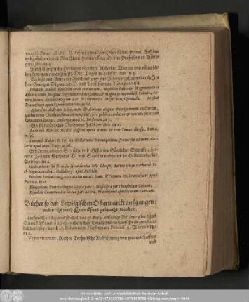 Bücher so den Leipzigischen Ostermarckt außgangen/ und nicht nach Franckfurt gebracht worden.
