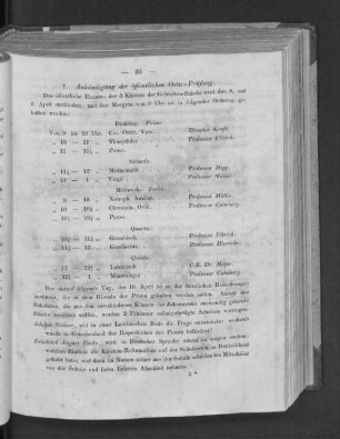 7. Ankündigung der öffentlichen Oster-Prüfung.