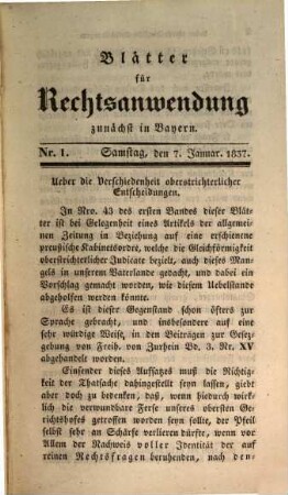 Blätter für Rechtsanwendung : zunächst in Bayern, 2. 1837