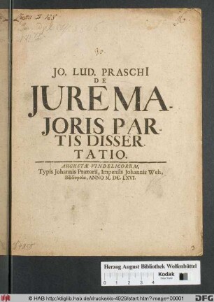 Jo. Lud. PraschI De Jure Majoris Partis Dissertatio