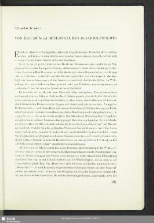Von der Musica Reservata Des 16. Jahrhunderts