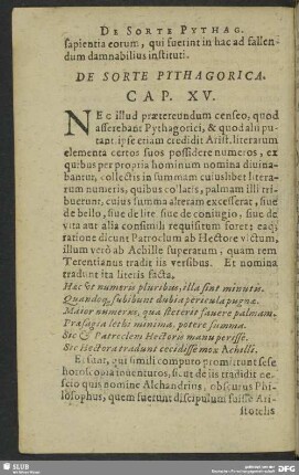 De Sorte Pythagorica. Cap. XV.